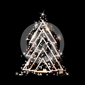 A geometric Christmas tree. Rose Gold Glitter.