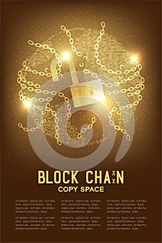 Geometric circle pattern globe with Unchain unlock, Security Blockchain technology concept design illustration