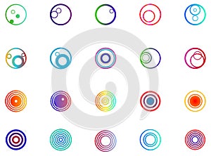 Geometric circle round shpaes in diffent gradient colors