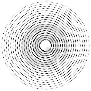 Geometric circle of squares, rectangles. angular spiral,vortex abstract geometry design element. concentric squares half tone