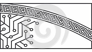 Geometric Circuit Board Pattern Border, Tech & Design, vector design Generative AI