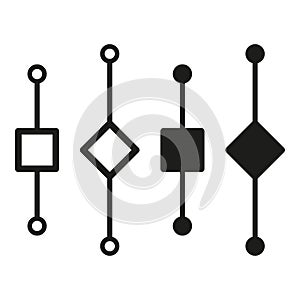 Geometric circuit icons. Connection and network elements. Data flow and linkage symbols. Vector illustration. EPS 10.