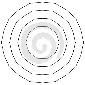 Geometric circular element with concentric, radial, radiating lines. Abstract circular element