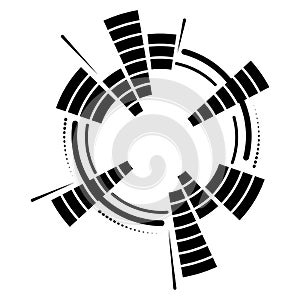 Geometric circular neon equalizer. Eq round audio soundwaves. Round music equalizer scale. Vector illustration.