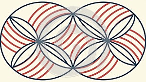 Geometric circular pattern. Dynamic interlocking design, vector design Generative AI