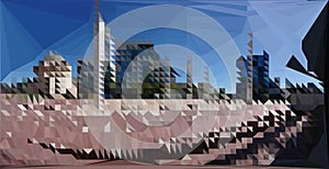 Geometric Cityscape Skyscape Abstract Illustration