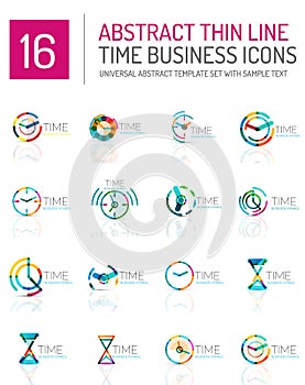 Geometric clock and time icon set