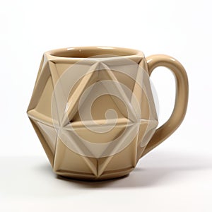 Geometric Coffee Cup With Sepia Tone Sculpted Design photo