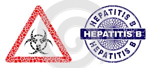 Grunge Hepatitis B Stamp Seal and Geometric Biohazard Warning Mosaic photo