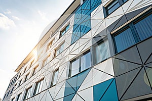 Geometric colored building facade elements