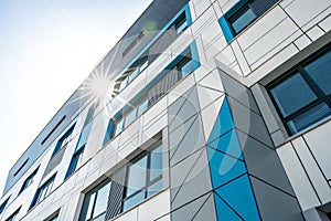 Geometric colored building facade elements