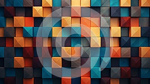 Geometric coloreful shapes on a wooden background