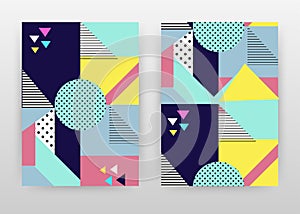 Geometric colorful design for annual report, brochure, flyer, poster. Abstract yellow blue dotted lined background vector