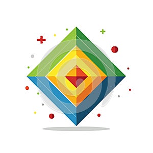 Geometric Colorful Layered Diamond with Decorative Elements
