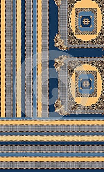 Geometric colors baroque blue yellow