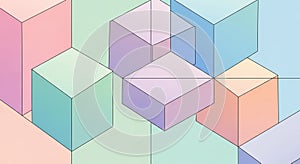 Geometric composition featuring multiple three-dimensional cubes arranged in a grid-