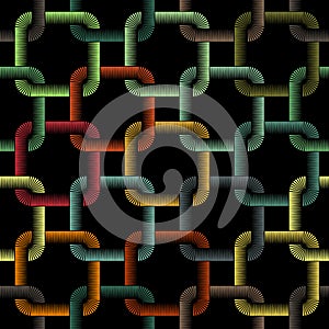 Geometric composition of multicolored squares. Seamless vector pattern.