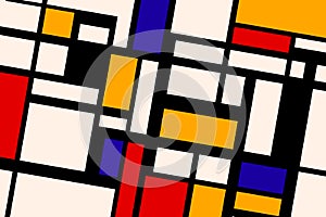 Geometric composition, vintage painting in Piet Mondrian style photo