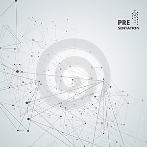 Geometric concept structure network. Abstract polygonal with connecting dots and lines. Global connect element. Data