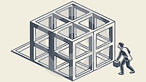 Geometric Cube Structure Vector, Abstract Architectural Design, vector design Generative AI