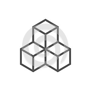 Geometric 3D object optical illusion. Vector illustration, 3D cube idea. EPS 10