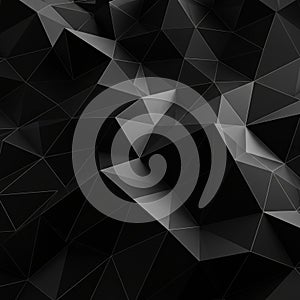 Geometric 3D surface featuring interconnected black polygonal shapes. Triangular