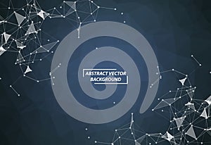 Geometric Dark Blue Polygonal background molecule and communication. Connected lines with dots. Minimalism background. Concept of