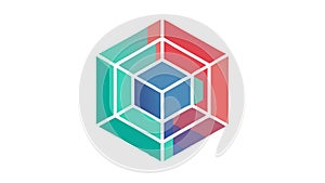 Geometric data cube vector, abstract network and information flow. vector design Generative AI