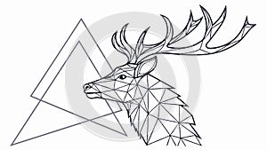Geometric Deer Head Abstract Triangle Wildlife Art, vector design Generative AI photo