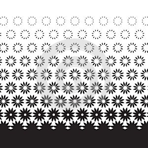 Geometric degrade motif in white and black