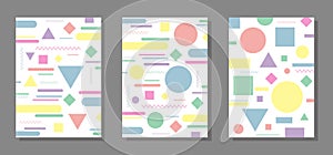 Geometric design background. Simple colorful shapes. Template for poster, brochure, cover, textbook, schoolbook etc. Vector