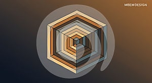 Geometric design features a three-dimensional hexagonal pattern with nested layers.