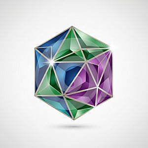 A geometric design featuring a hexagonal shape composed of interconnected