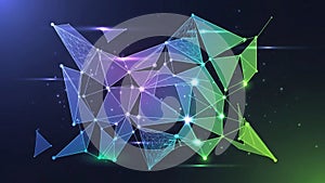 Geometric design featuring interconnected polygons and lines on a