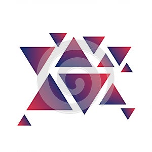 Geometric design featuring multiple triangles with a gradient color scheme