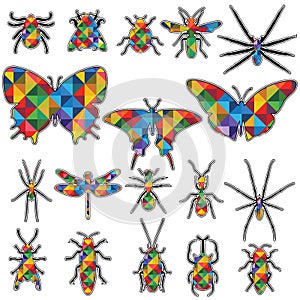 Geometric design in Shape insects vector collection.