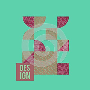 Geometric design with shapes in the style of squares with rounded corners and circles. Vector illustration is suitable