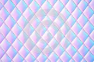 Geometric diamond pattern quilted PU leather in neon light