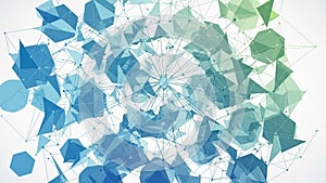 Geometric digital art featuring a network of interconnected polygons