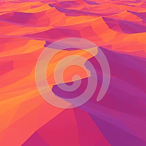 Geometric digital art with a low-poly style, featuring an abstract landscape. Sharp,
