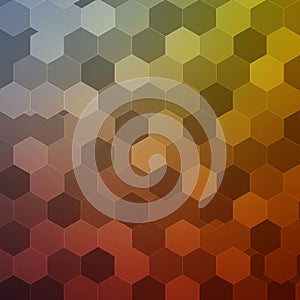 Geometric digital artwork featuring a pattern of hexagonal shapes in a gradient of