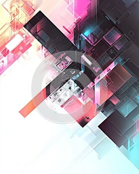 Geometric digital composition in vivid neon gradient tones