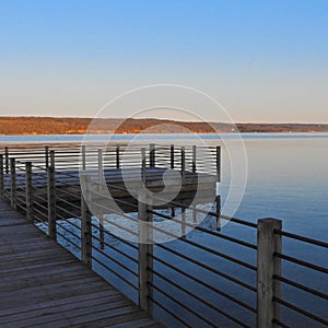 Geometric dock on Cayuga Lake Myers Point Lansing NY