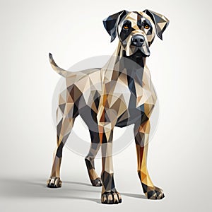 Geometric Dog: Realistic 3d Rendering Of Great Dane On White Background