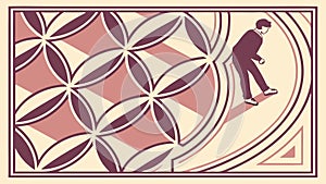 Geometric Dome Structure with Abstract Lines, Architectural Vision, vector design Generative AI