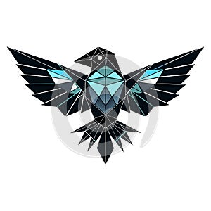 Geometric Eagle Crest with Wings Spread on White bird