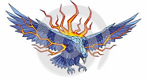 Geometric Eagle with Fire and Lightning