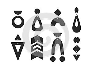 Geometric earring templates. Boho tear drop earrings. Pendant. Laser cut template. Earrings with hole. Jewelry making. Vector
