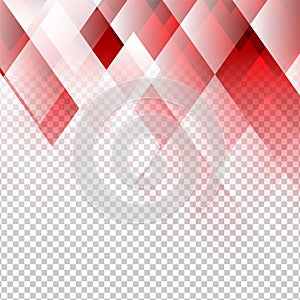 Geometric elements red color abstract vector with transparent background