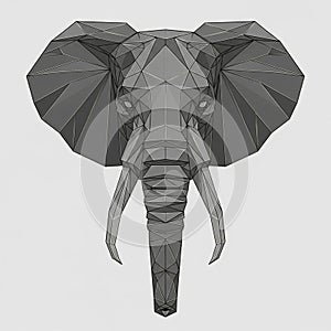 Geometric elephant head composed of interconnected